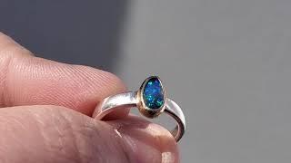 Black opal ring / Lighting Ridge opal / natural opal / 14k gold ring / black opal jewelry