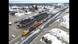 Ontario Northland ~ Polar Bear Express and freight train from Moosonee at Cochrane, Ontario, Canada