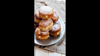 #bomboloni Vanilla Custard Cream Filled Bomboloni Doughnut | Honeykki 꿀키 #Shorts