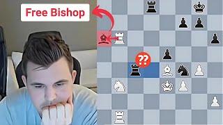Carlsen Takes Advantage of the Unprotected Bishop!