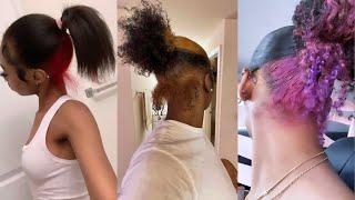 BLACK GIRL HAIR DYE /SKUNK STRIPE COMPILATION * TIK TOK *‍️