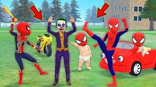 team spider man vs bad guy joker ► challenge kid spider-man vs kid joker on moto - funny animation