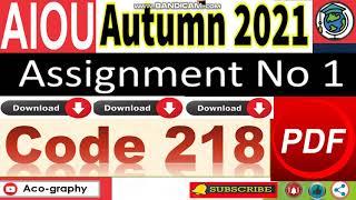 AIOU Code 218 Solved Assignment No.1 Autumn 2021 | First Aid – I | ⏩Download