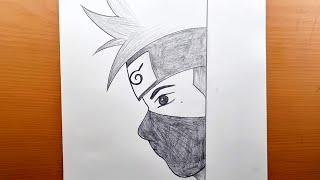 Desenhos fáceis de anime a lápis - desenhar um homem de anime usando uma máscara - Desenho de anime