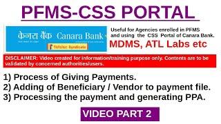 PFMS-CSS PORTAL INSTRUCTIONS | CANARA BANK | VIDEO PART 2