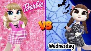 Pregnant Barbie vs Pregnant Wednesday Addams || My Talking Angela 2 || Cosplay