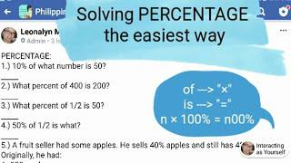 Solving PERCENTAGE the easiest and simplest way [CSE LET MATH]