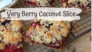 Superfood Berry Coconut Slice | eVeganRecipes