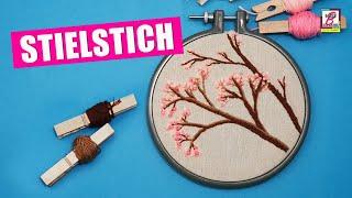 Mit dem Stielstich Äste sticken