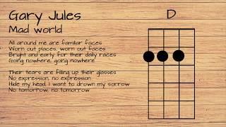 Gary Jules - Mad World UKULELE TUTORIAL W/ LYRICS