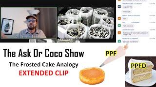 The Ask Dr Coco Show: PPF and PPFD, the Frosted Cake Analogy