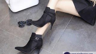 [ TP Fashion Shop] Giày boot nữ cổ ngắn hiện đại màu đen GBN128