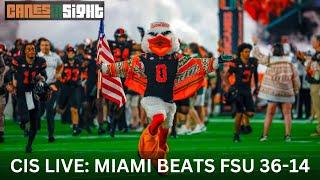 CIS Live: Miami Hurricanes Beat FSU 36-14 | Game Recap & Breakdown