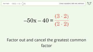 Solve -10(5x+4)=1/4(6): Linear Equation Video Solution | Tiger Algebra