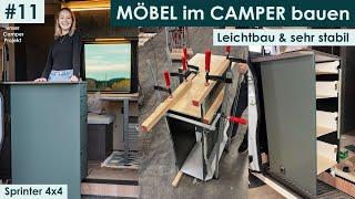 MÖBEL im CAMPER selber bauen | Leichtbau Camper Küche & Sitzbank | DIY Offroad Campervan Ausbau #11