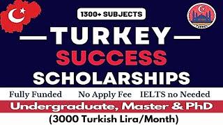 Study in Turkey Without IELTS | BS/MS/PhD | Turkey Success Scholarship #fullyfundedscholarships