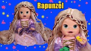 How To Make A Tangled Rapunzel Baby Alive Doll - Art Doll Makeover PLUS DIY Vintage Barbie Outfit