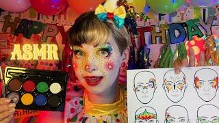 Face Painting BIRTHDAY Clown!  ASMR Soft Spoken Layered Sounds Roleplay for Sleep or Focus