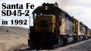 Santa Fe SD45-2 on the Transcon in Kernan, IL, Sept. 13, 1992