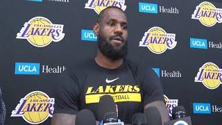LeBron James reacts about their Round 1 matchup against the Nuggets, playing for team USA and more