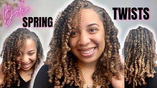 BOHO SPRING TWISTS ON NATURAL HAIR (SIMPLE & QUICK) | Hair Added Boho Braids