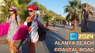 alanya kleopatra beach coast road 2024 ! alanya city center alanya antalya turkey holiday travel 4k