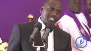 Deputy President William Ruto lectures Moses Wetangula during Yvonne Wamalwa's burial