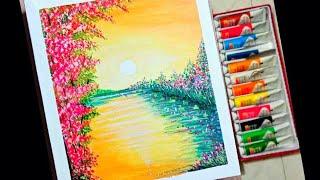 Acrylic painting step by step || Spring scenery painting