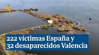 222 víctimas en toda España por la DANA y 32 desaparecidos en Valencia