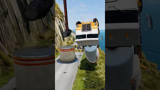 Unlucky cement truck vs massive bollard & hammer #beamngdrive #shorts