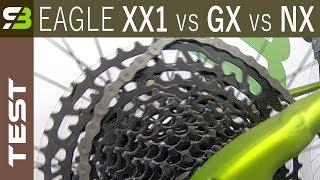 Sram XX1 Eagle vs GX Eagle vs NX Eagle Comparison. Slow Motion Shifting.