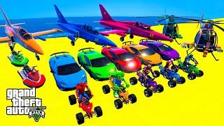 GTA V Spiderman Crazy Car Racing By Trevor! MEGA Ramp Jump Challenge