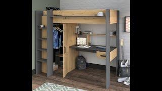 Jugendzimmer Hochbett "Heavy", Artisan Eiche mit schwarz, inkl. Schreibtisch und Kleiderschrank