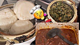 Learn how to make Fufu with meat and spinach