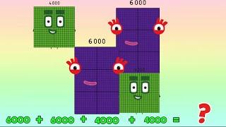 SUM OF 4 GIANT NUMBERBLOCKS | ADDITION OF FOUR BIG NUMBERS | LEARN TO COUNT | hello george