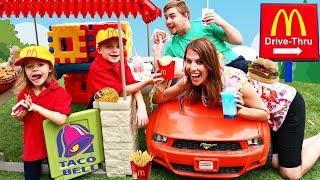 NEW - McDonalds Drive Thru With Taco Bell Food KIDS WORK AT MCDONALD'S Restaurant