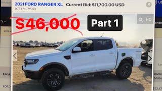 Part 1 Ranger build: Copart steal! or waste of money? I got a bent Ford Ranger Tremor to build!