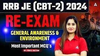 RRB JE CBT 2 Re Exam | RRB JE CBT 2 General Awareness & Environment MCQs | By Pinki Mam