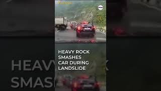 Heavy Rock Crushes Car In Nagaland During Landslide, 2 Killed #shorts