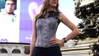 HOUNDSTOOTH AND CROCHET CORSET TOP