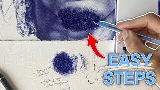 How to draw facial hair with BALLPOINT PEN