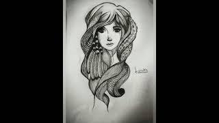 Gypsy girl drawing .. modern Abstract Realism Wall art #sketch #modern #art #draw