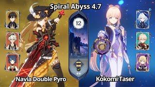 C0 Navia Double Pyro & C0 Kokomi Taser - NEW Spiral Abyss 4.7 Floor 12 Genshin Impact