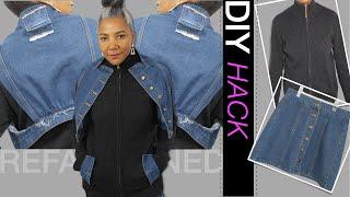 DIY Denim Mini Skirt Hack | Adding a Designer Look to an OLD Cardigan