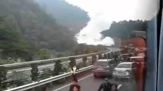 China Tunnel explosion caught on camera...