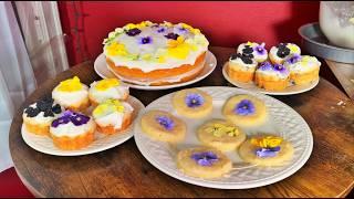 Decorating Cakes, Cookies, & Muffins With EDIBLE FLOWERS! Family Vlog