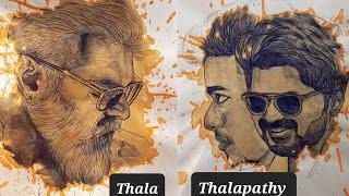 coffee spill art thala & thalapathy #shorts