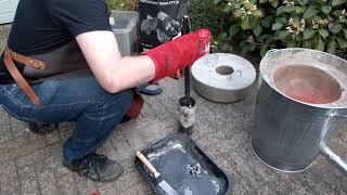 Melting Zinc wheel weights in home made foundry