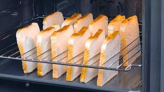 Put 12 Bread Slices Upright In A Wire Rack & Turn On The Oven | Tasty Toasted Sandwiches