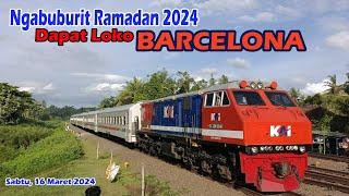 Ngabuburit Ramadan 2024 Berburu Lokomotif Barcelona Merah Biru di Stasiun Rewulu